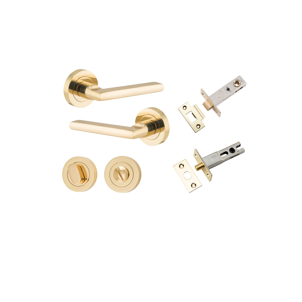 Baltimore Lever - Round Rose Privacy Kit with Separate Privacy Turn Polished Brass