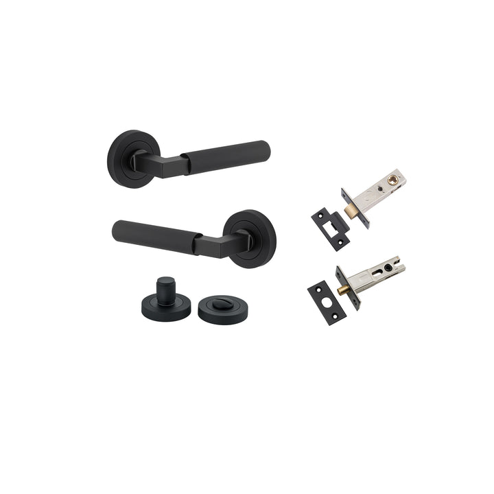 Brunswick Lever - Round Rose Privacy Kit Matt Black