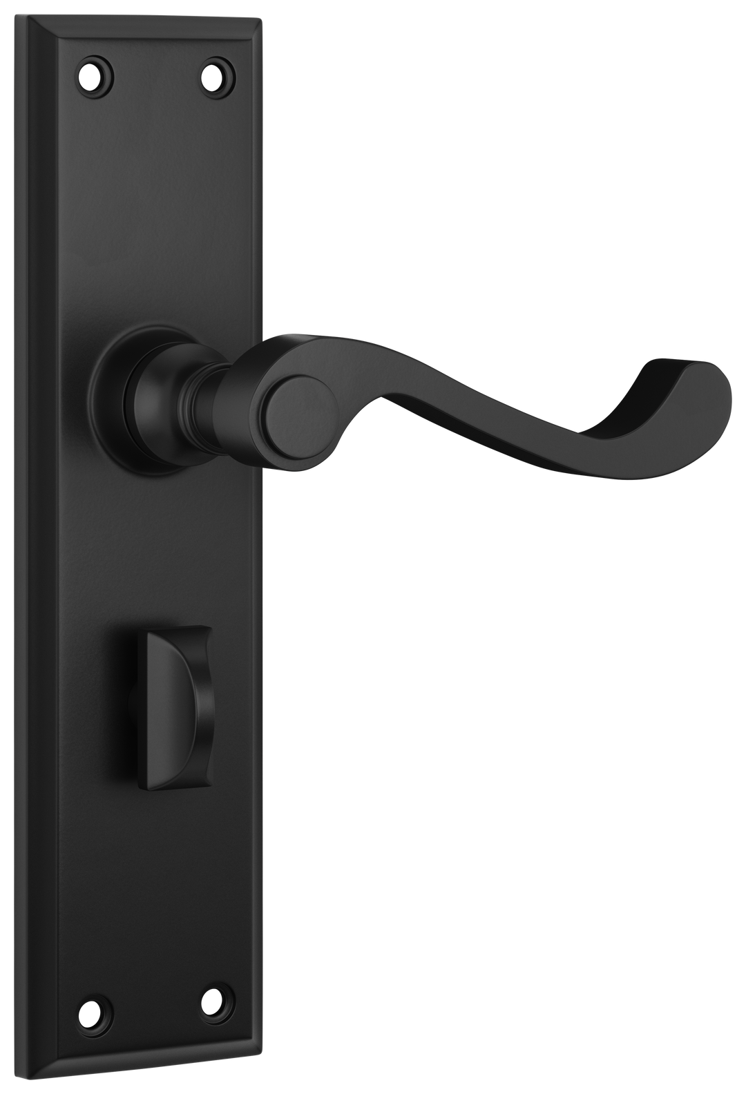 Door Lever Milton Privacy Pair Matt Black H200xW50xP68mm with privacy adaptor