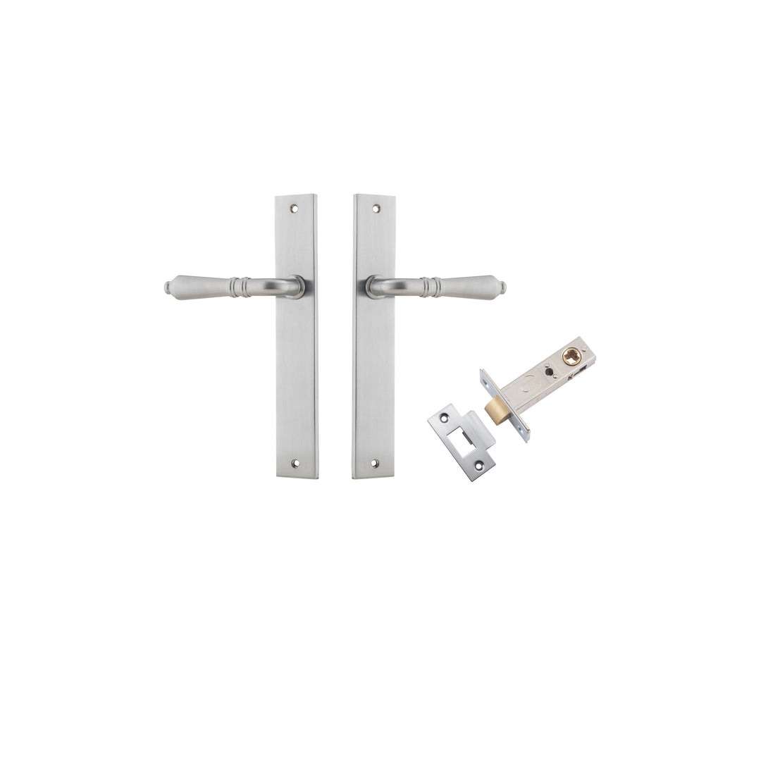 Sarlat Lever - Rectangular Backplate Passage Kit Brushed Chrome