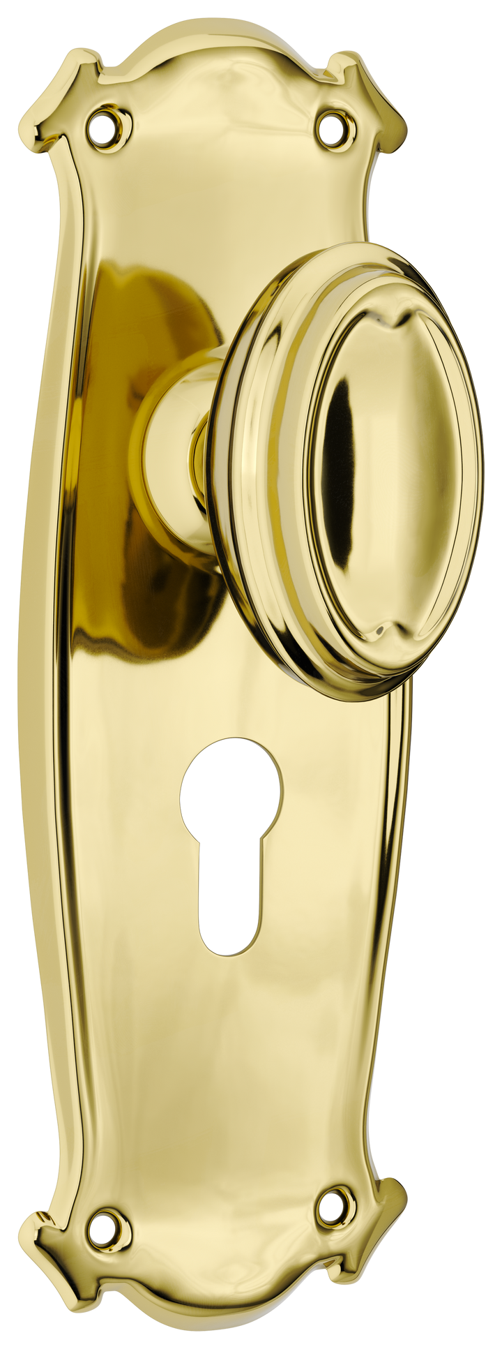 Door Knob Bungalow Euro Pair Polished Brass H197xW68xP60mm