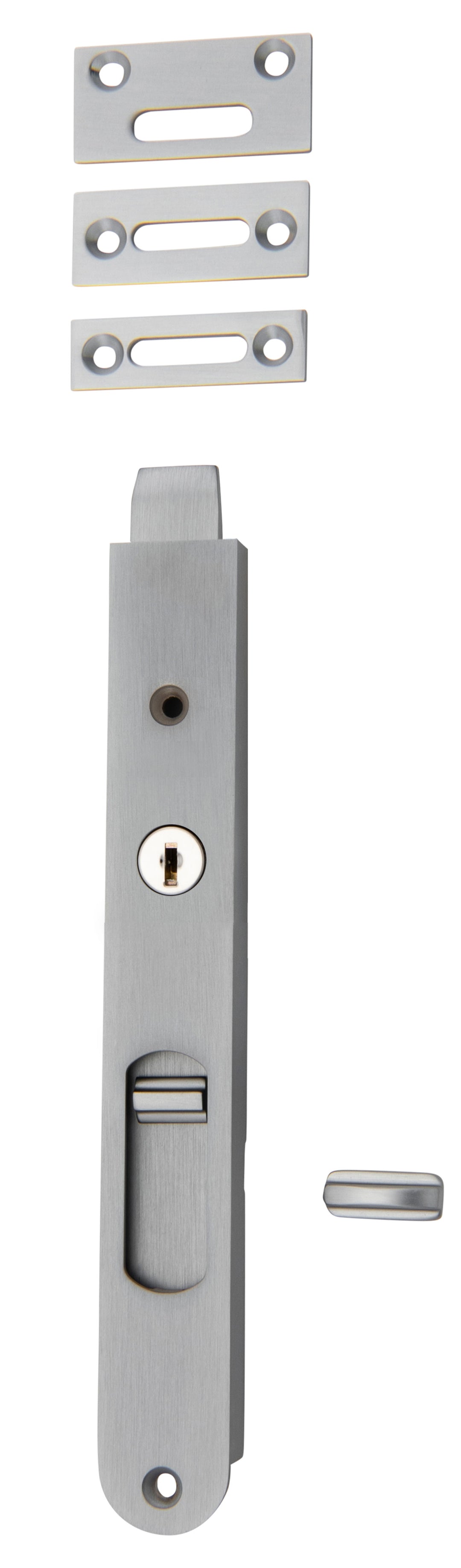 Locking Flush Bolt - 200mm Brushed Chrome