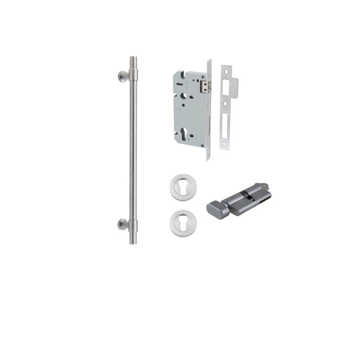 Helsinki Pull Handle - 450mm Entrance Kit with Separate High Security Lock Brushed Chrome