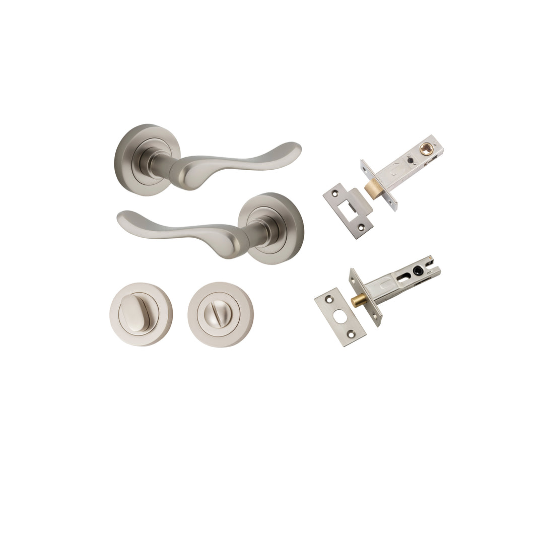 Stirling Lever - Round Rose Privacy Kit with Separate Privacy Turn Satin Nickel