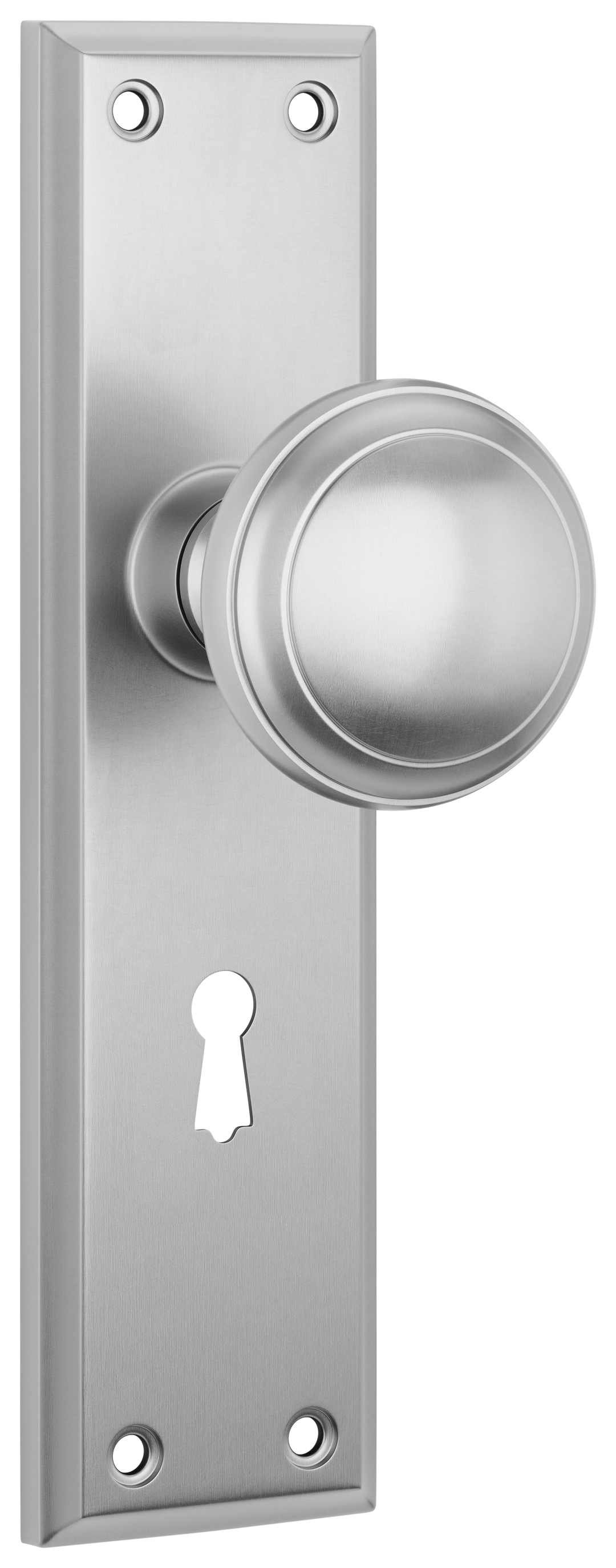 Door Knob Milton Lock Pair Satin Chrome H200xW50xP73mm
