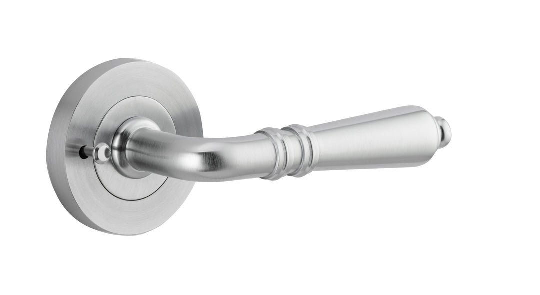 Sarlat Lever - Round Rose (Inbuilt Privacy) Brushed Chrome