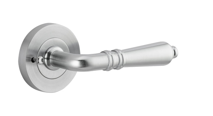 Sarlat Lever - Round Rose (Inbuilt Privacy) Brushed Chrome