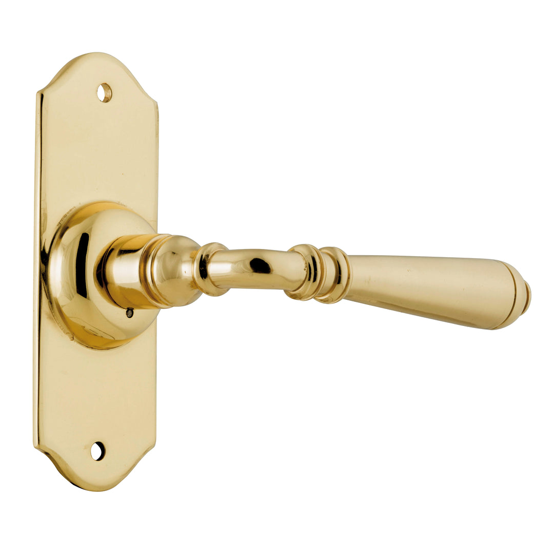 Door Lever Reims Latch Pair Polished Brass H110xW43xP65mm