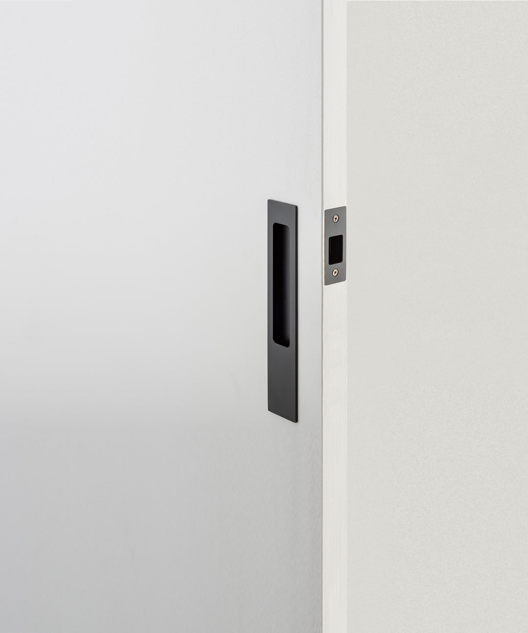 Rectangular Sliding Door Pull Passage Kit Matt Black