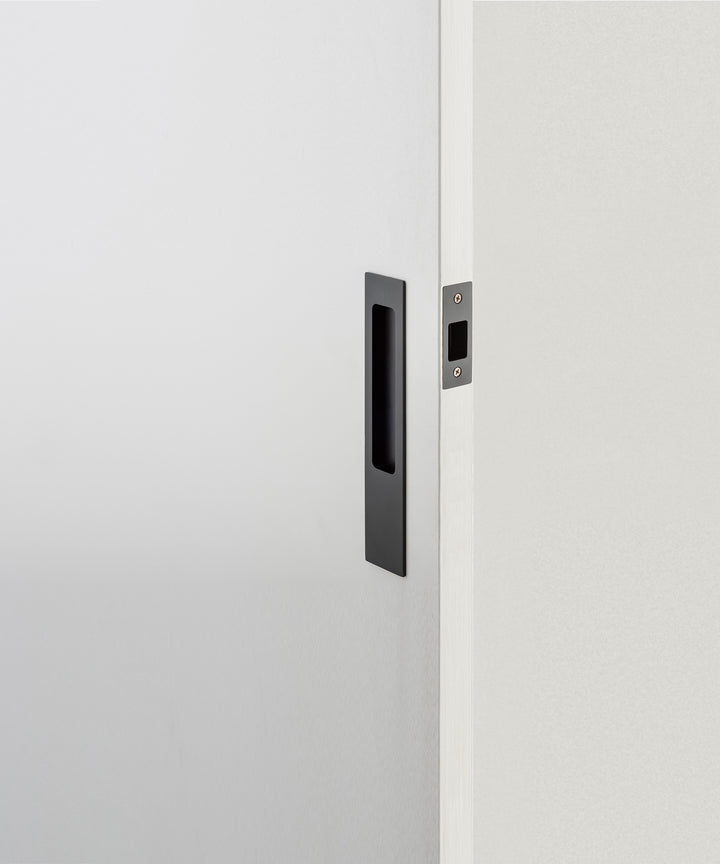 Rectangular Sliding Door Pull Passage Kit Matt Black
