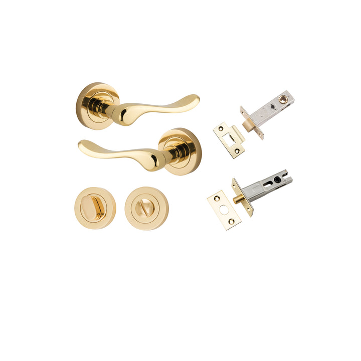 Stirling Lever - Round Rose Privacy Kit with Separate Privacy Turn Polished Brass