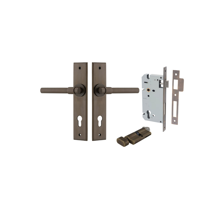 Helsinki Lever - Chamfered Backplate Entrance Kit with High Security Lock Signature Brass