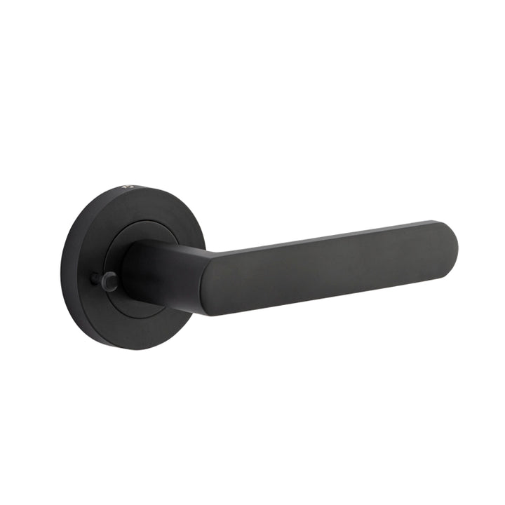 Osaka Lever - Round Rose (Inbuilt Privacy) Matt Black