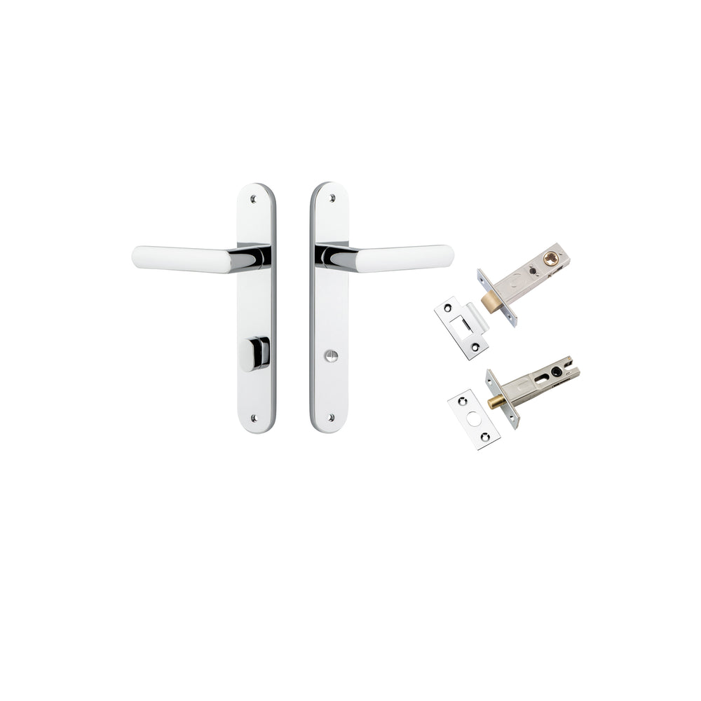 Osaka Lever - Oval Backplate Privacy Kit with Privacy Turn Polished Chrome