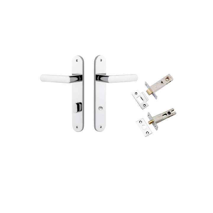 Osaka Lever - Oval Backplate Privacy Kit with Privacy Turn Polished Chrome
