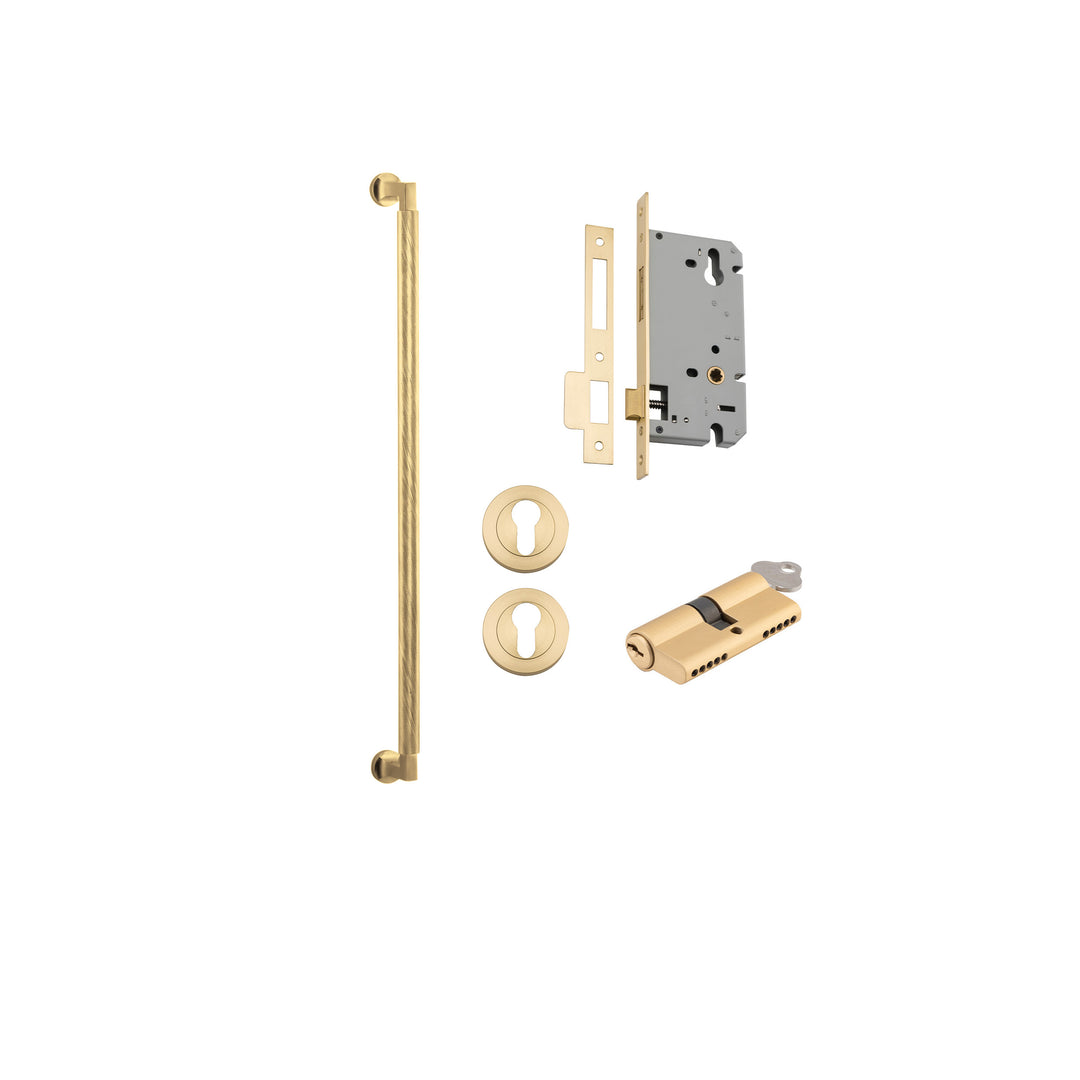 Brunswick Pull Handle - 600mm Entrance Kit with Separate High Security Lock Brushed Gold PVD