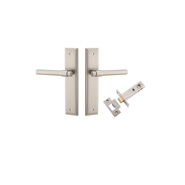 Helsinki Lever - Stepped Backplate Passage Kit Satin Nickel