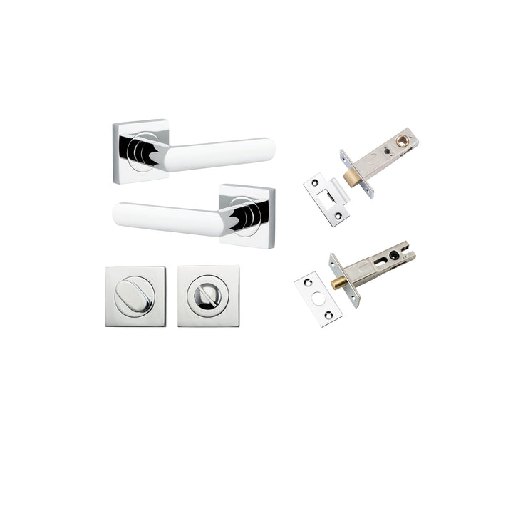 Osaka Lever - Square Rose Privacy Kit with Separate Privacy Turn Polished Chrome