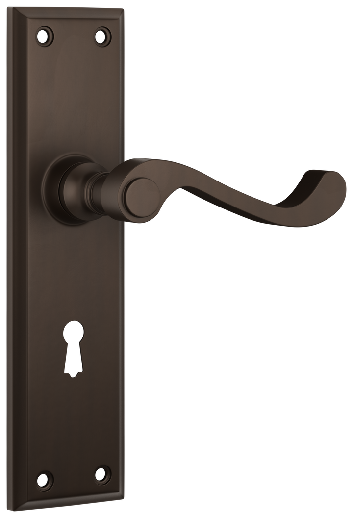 Door Lever Milton Lock Pair Antique Brass H200xW50xP68mm