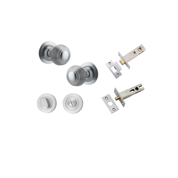 Guildford Knob - Round Rose Privacy Kit with Separate Privacy Turn Brushed Chrome