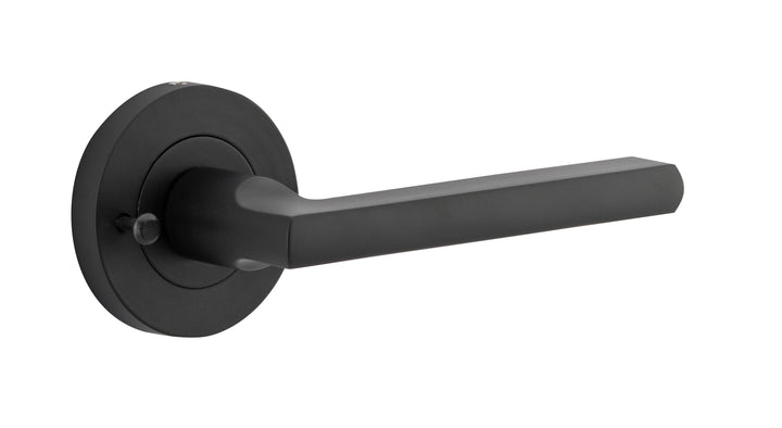 Baltimore Lever - Round Rose (Inbuilt Privacy) Matt Black