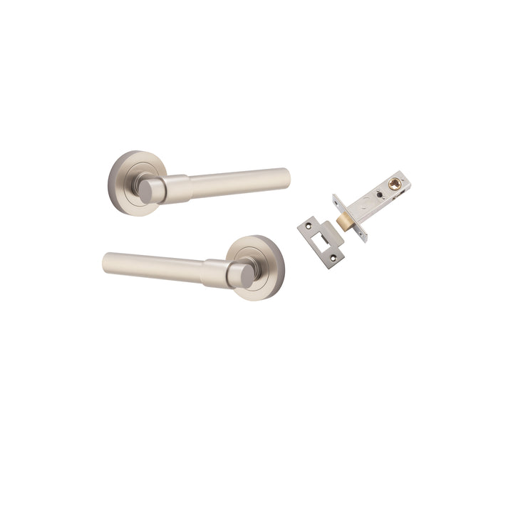 Helsinki Lever - Round Rose Passage Kit Satin Nickel