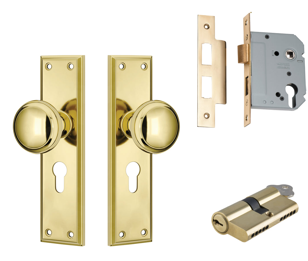 Door Knob Milton Polished Brass Key / Key Entrance Set