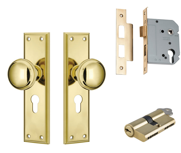 Door Knob Milton Polished Brass Key / Key Entrance Set