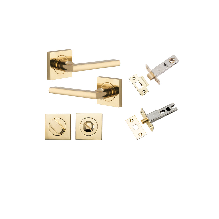 Baltimore Lever - Square Rose Privacy Kit with Separate Privacy Turn Polished Brass