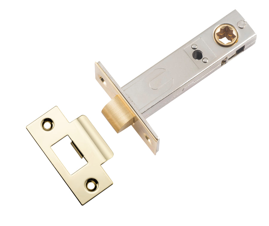 Hard Sprung Split Cam Tube Latch - 70mm Backset Polished Brass