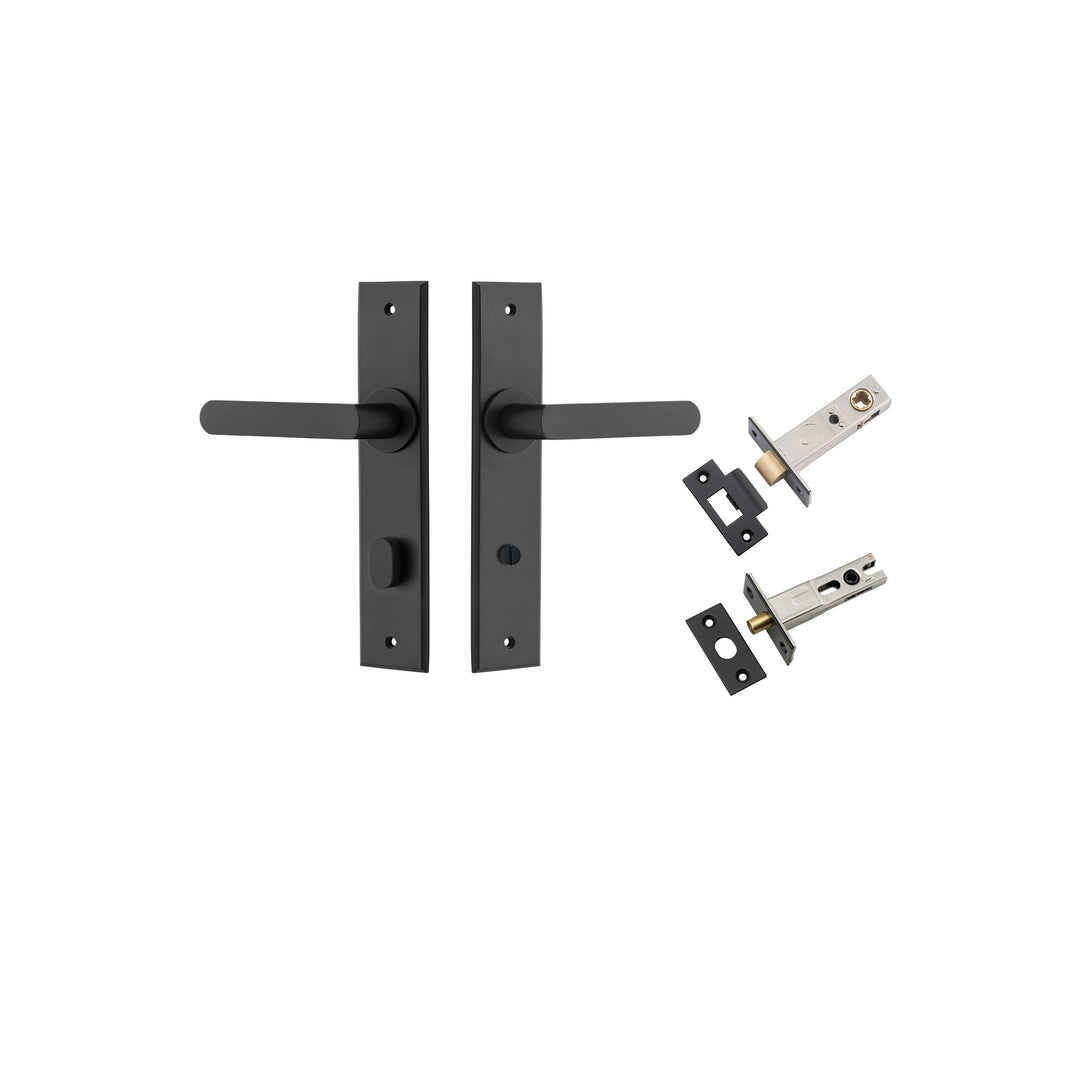 Osaka Lever - Chamfered Backplate Privacy Kit with Privacy Turn Matt Black
