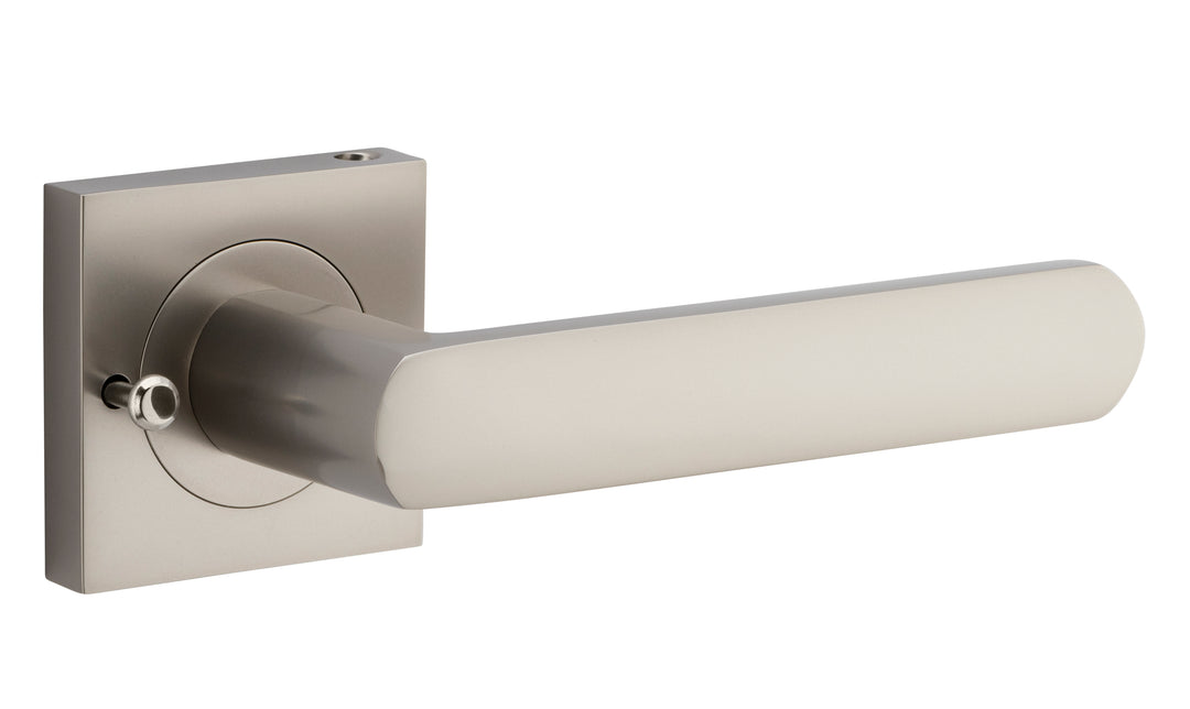 Osaka Lever - Square Rose (Inbuilt Privacy) Satin Nickel
