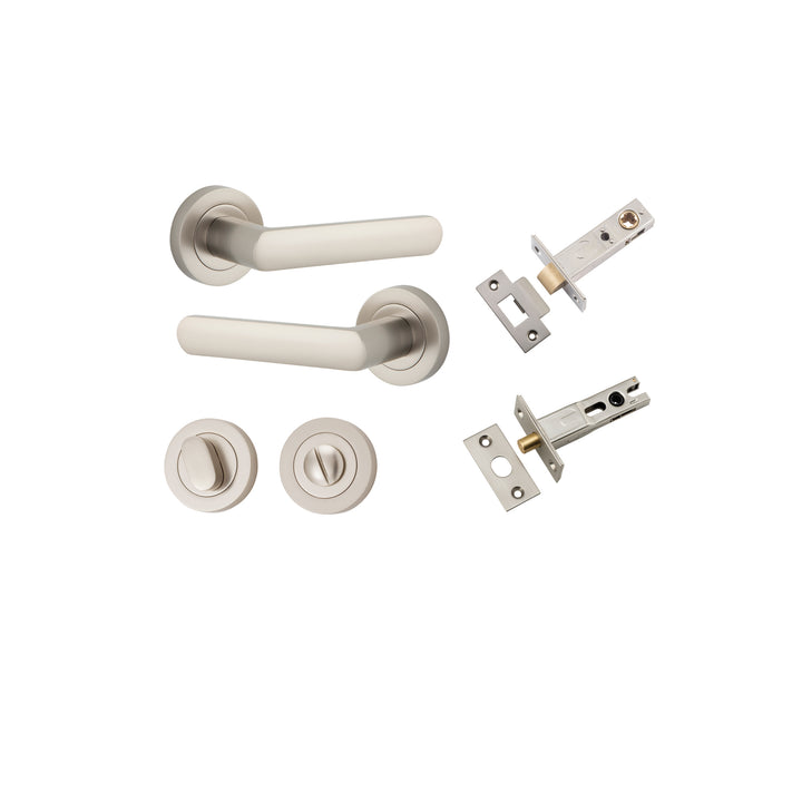 Osaka Lever - Round Rose Privacy Kit with Separate Privacy Turn Satin Nickel