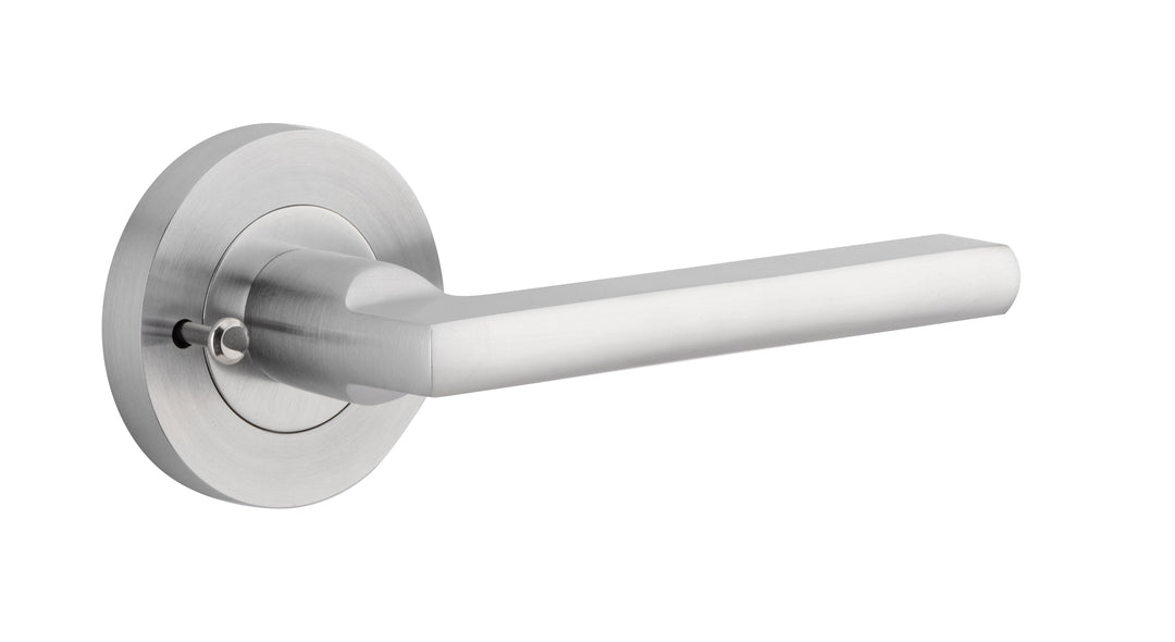 Baltimore Lever - Round Rose (Inbuilt Privacy) Brushed Chrome