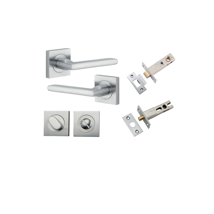 Baltimore Lever - Square Rose Privacy Kit with Separate Privacy Turn Brushed Chrome