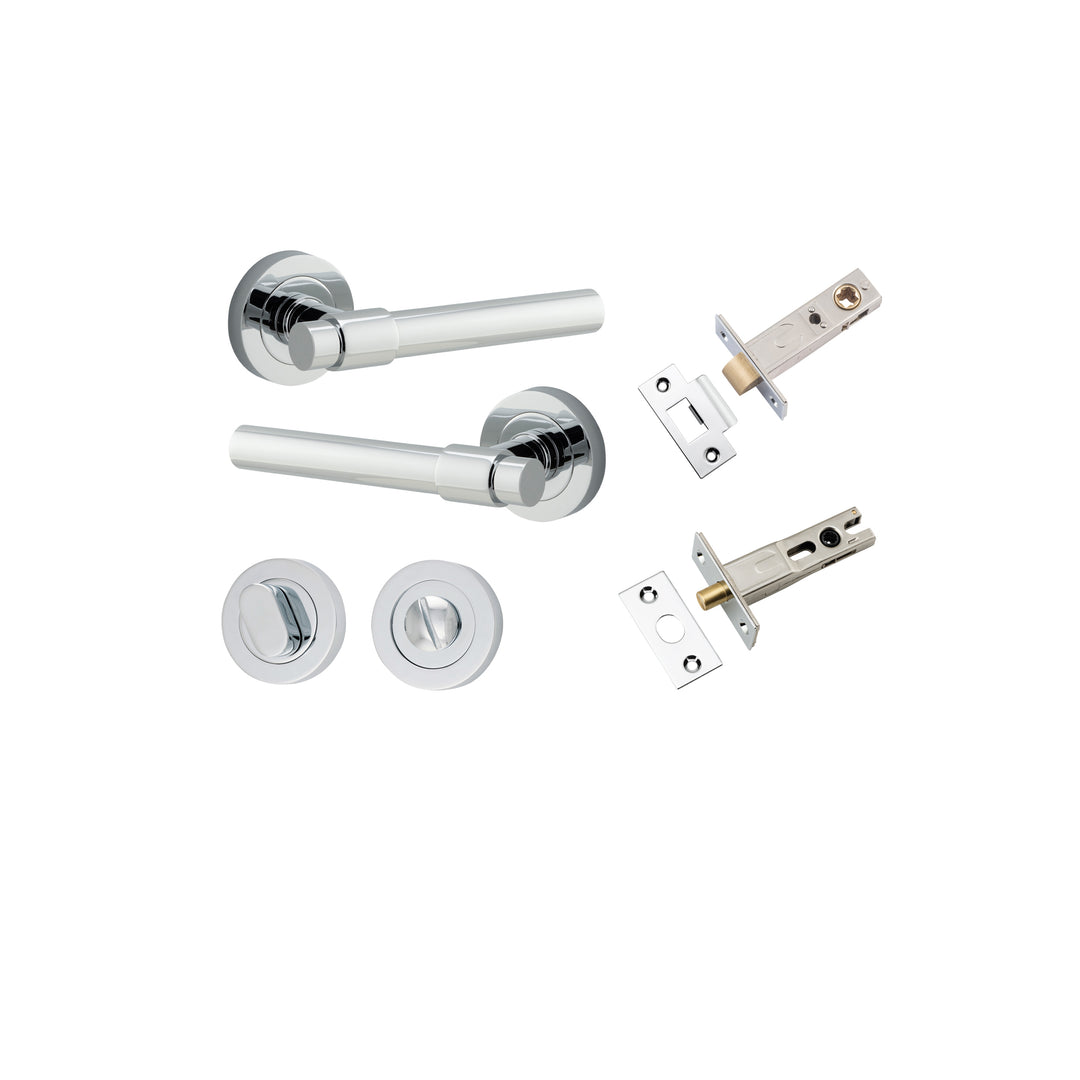 Helsinki Lever - Round Rose Privacy Kit with Separate Privacy Turn Polished Chrome