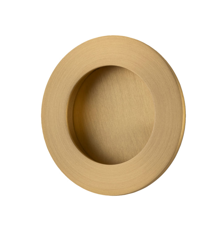 Round Flush Pull Brushed Brass