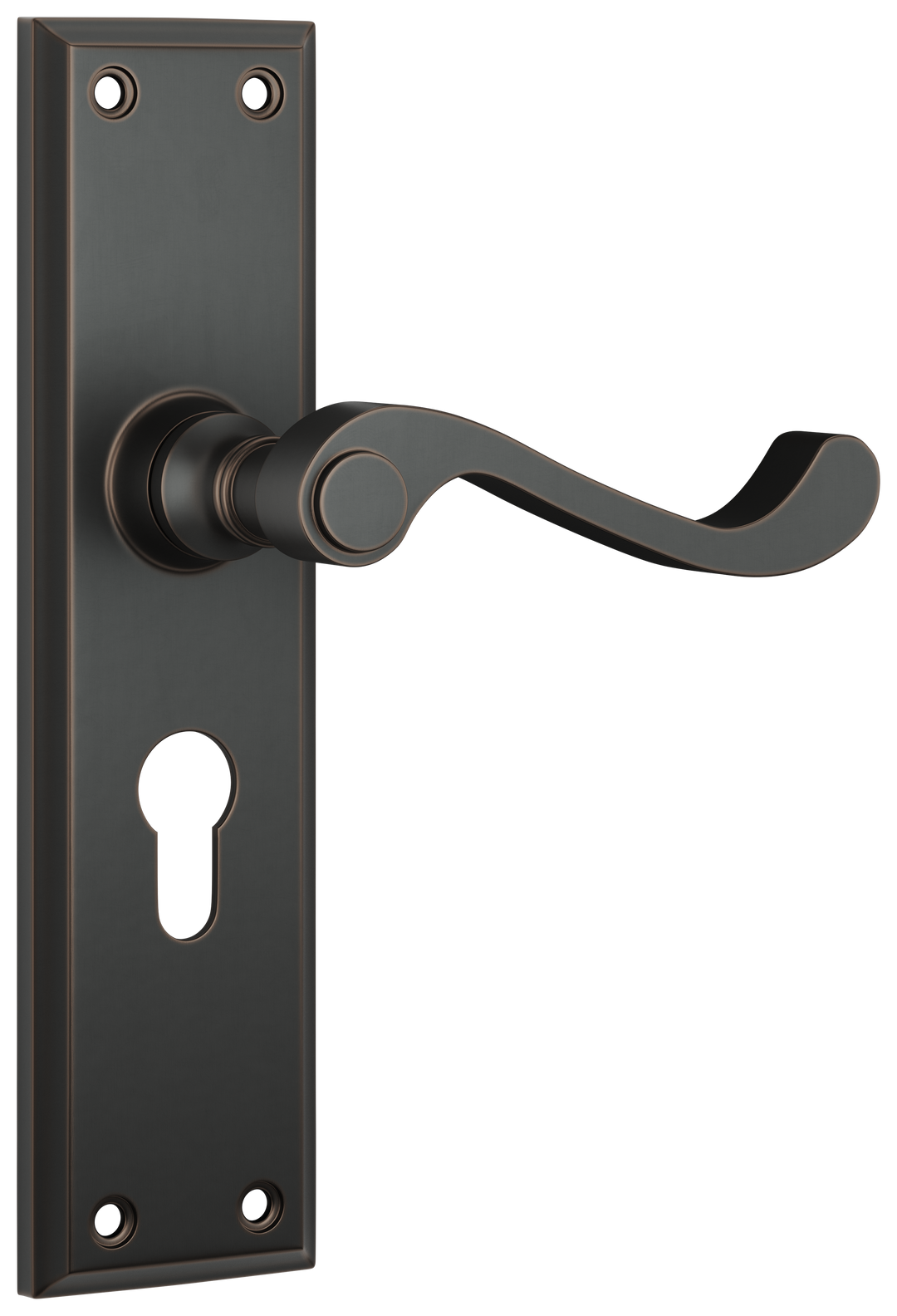 Door Lever Milton Euro Pair Antique Copper H200xW50xP68mm