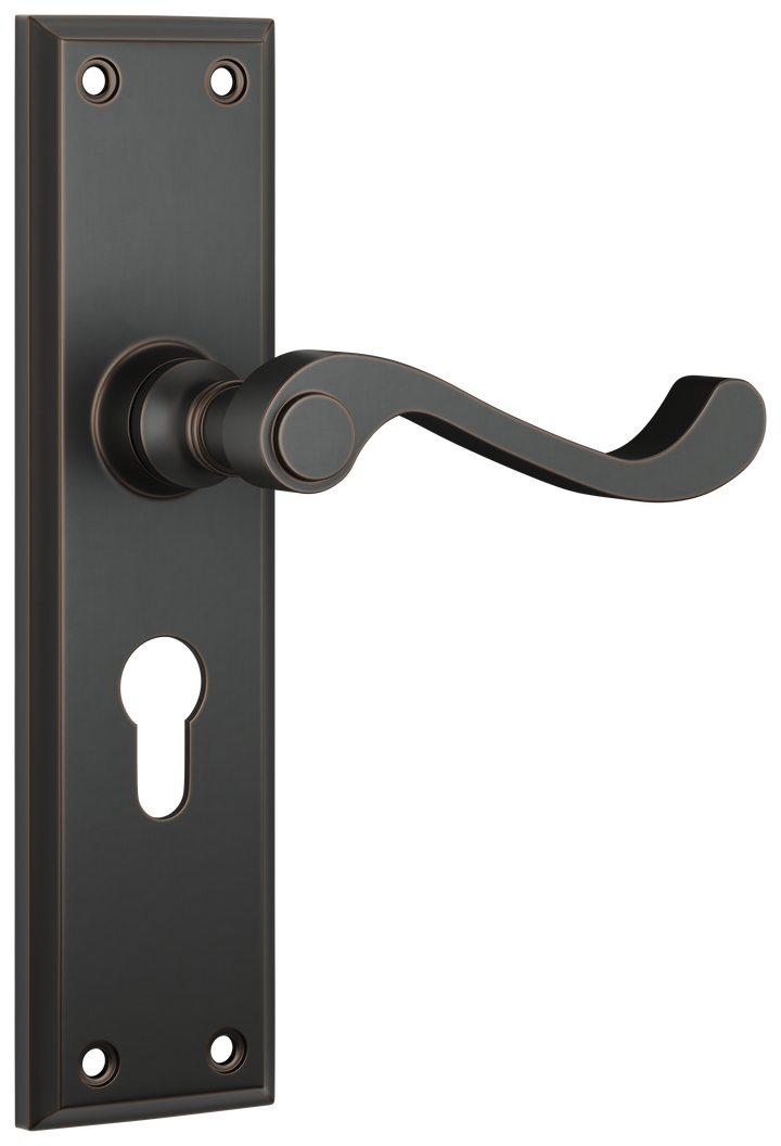 Door Lever Milton Euro Pair Antique Copper H200xW50xP68mm