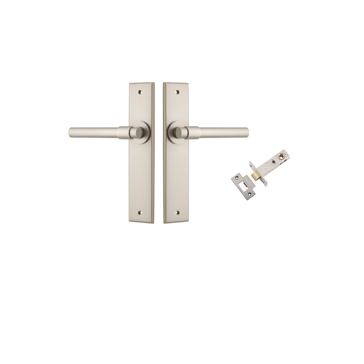 Helsinki Lever - Chamfered Backplate Passage Kit Satin Nickel