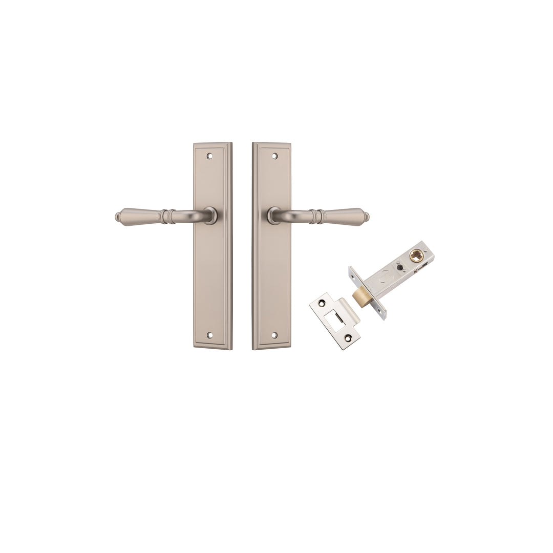 Sarlat Lever - Stepped Backplate Passage Kit Satin Nickel