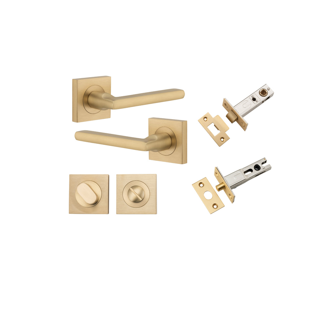 Baltimore Lever - Square Rose Privacy Kit with Separate Privacy Turn Brushed Brass