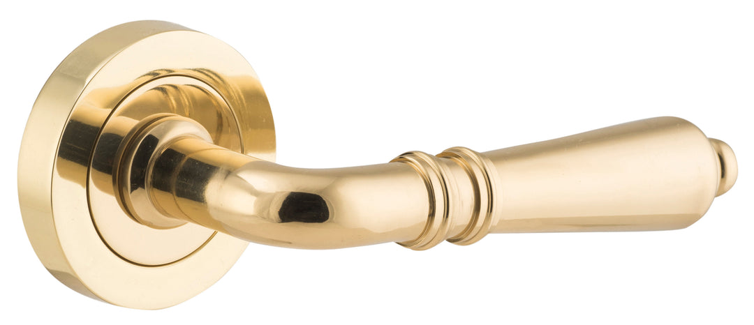 Sarlat Lever - Round Rose Polished Brass