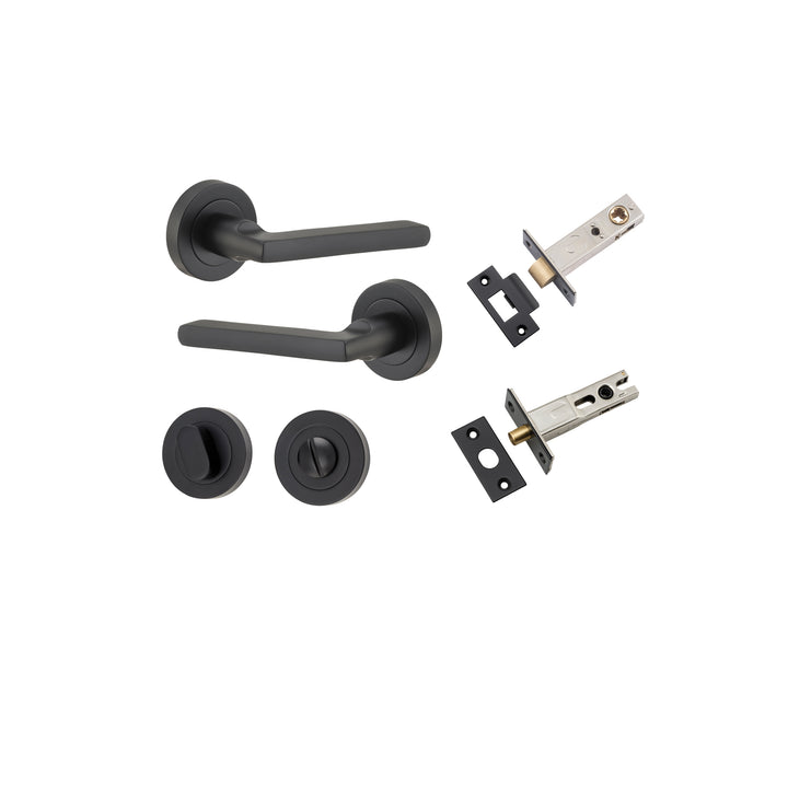 Baltimore Lever - Round Rose Privacy Kit with Separate Privacy Turn Matt Black