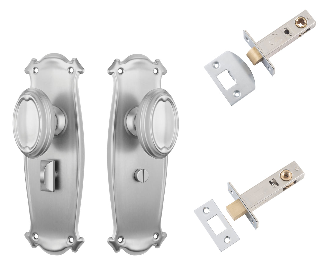 Door Knob Bungalow Satin Chrome Privacy Set