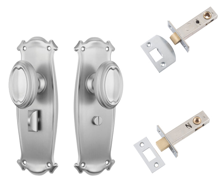 Door Knob Bungalow Satin Chrome Privacy Set