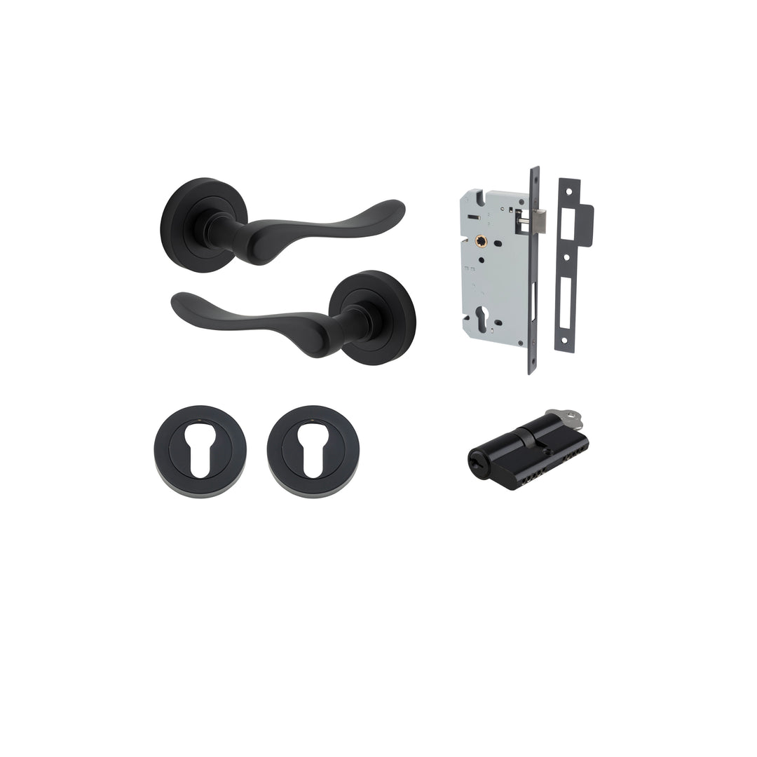 Stirling Lever - Round Rose Entrance Kit with Separate High Security Lock Matt Black