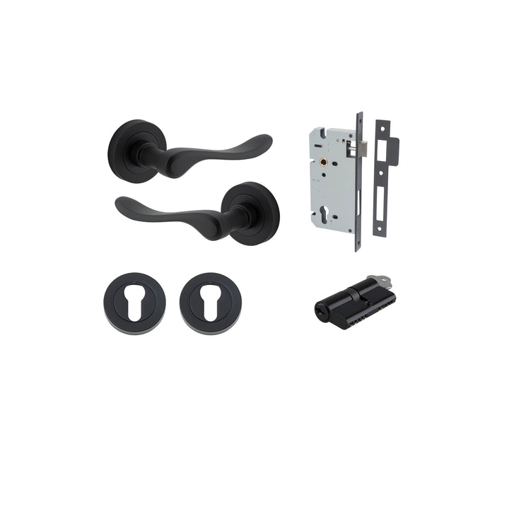 Stirling Lever - Round Rose Entrance Kit with Separate High Security Lock Matt Black