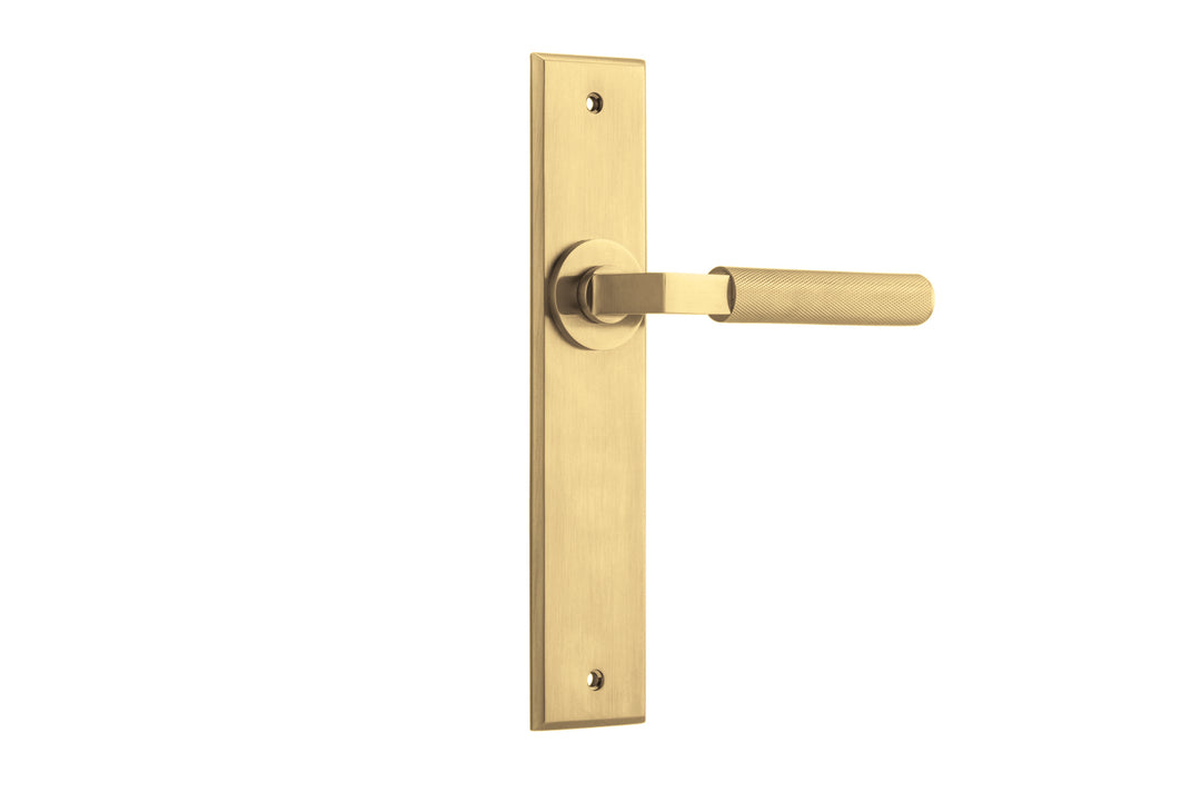 Brunswick Lever - Chamfered Backplate Brushed Gold PVD