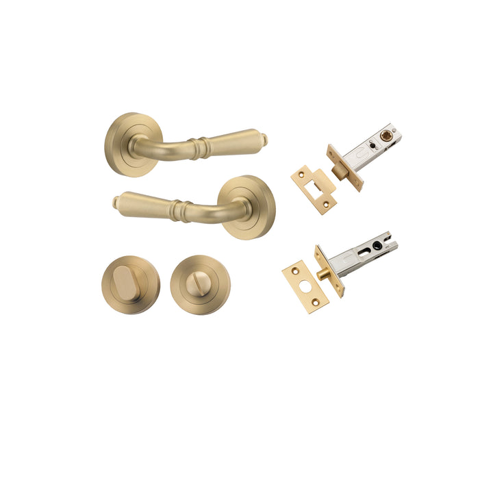 Sarlat Lever - Round Rose Privacy Kit with Separate Privacy Turn Brushed Brass